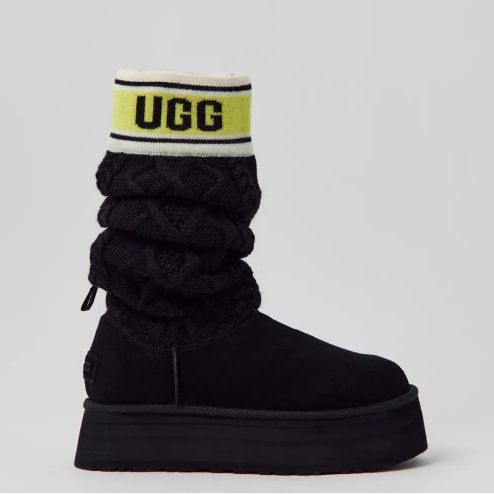 Ugg CLASSIC Sweater Letter Cable knit upper Suede Tasman Designer Legging #